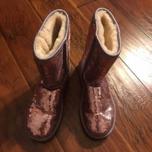 UGG Sequined Pink Boots Size 7